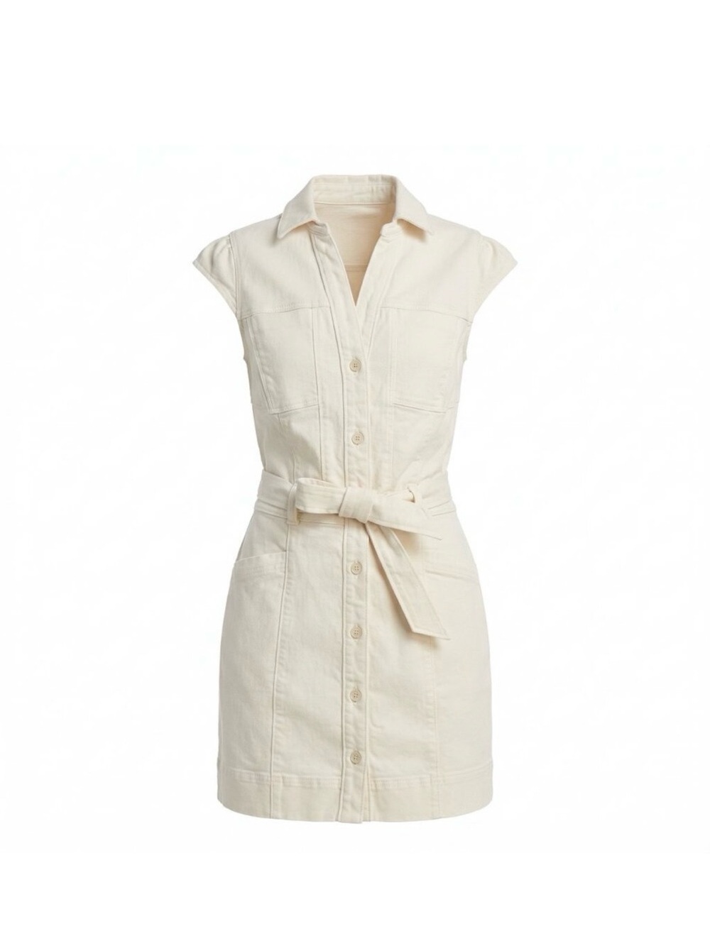 PAIGE Cream Button-Front Mini Dress